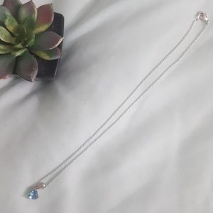 Sterling Silver Blue Topaz Heart Pendant Necklace